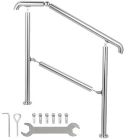 VEVOR Stainless Steel Transitional Handrail fit for Level Surface and 2 to 3 Adjustable Stair Indoor Outdoor Step Railings 441lb Capacity W/Insta